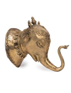 Décoration murale en forme de tête d'éléphant en laiton - Grande taille 6 pouces - Décoration murale pour mariages, fêtes, salon - Product Image 4