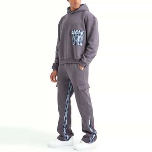 Pantalones Casuales con Capucha y Corte Acampanado, Estilo Vintage, Lavado Ácido, Logotipo Serigrafiado, de Algodón y Felpa, para Hombre, Fabricación Personalizada - Product Image 1