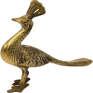 รูปปั้นนกยูงทองเหลืองสีทองอาร์ตเดคโคที่ได้แรงบันดาลใจจากนกอินเดียสัมผัสอันงดงามสำหรับการตกแต่งที่ตกแต่งด้วยทองเหลือง-(ทองเหลืองทอง) - Product Image 5