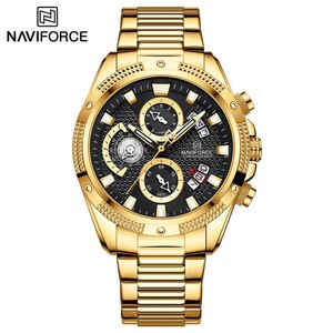 NAVIFORCE 8021 Montre Homme Sport Homme Montre Bracelet Top Marque Luxe Chronographe <span class=keywords><strong>Noir</strong></span> Or <span class=keywords><strong>Acier</strong></span> Inoxydable Quartz <span class=keywords><strong>Horloge</strong></span> Homme - Product Image 6