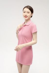 Camiseta de Polo de manga corta informal para mujer, camiseta de golf de tenis personalizada al por mayor, transpirable, de punto, patrón sólido comprimido - Product Image 3