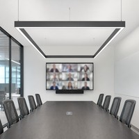 Kit de vidéoconférence avec éclairage linéaire LED suspendu 3000 mm, luminaire linéaire LED rectangulaire pour plafond