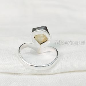 Rough <b>Stone</b> Jewelry Women's <b>Ring</b> Natural Raw Citrine Gemstone November Birthstone Crown V Band Jewelry 925 Sterling <b>Silver</b> <b>Ring</b> - Product Image 5
