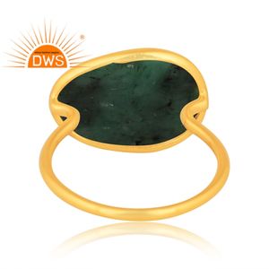 แหวนเงินแท้18K ประดับพลอยมรกตธรรมชาติชุบทอง18K สำหรับเป็นของขวัญสำหรับผู้หญิง - Product Image 4