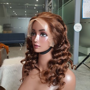 Extensiones de cabello humano Marrón claro rizado virgen vietnamita peluca Frontal con encaje transparente para mujeres negras peluca Bob - Product Image 2