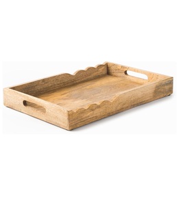 Bandeja de Servicio Natural Rectangular de Madera de Mango Hecha a Mano, Plato Decorativo Hecho a Mano, Tamaño Personalizado, Color de Madera Natural - Product Image 1