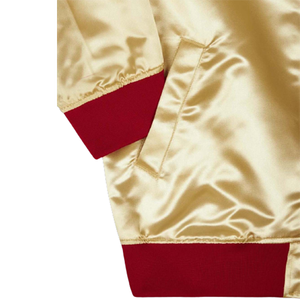 Veste d'université de luxe en satin avec col et poignets côtelés contrastés style bomber léger pour une mode streetwear décontractée - Product Image 5