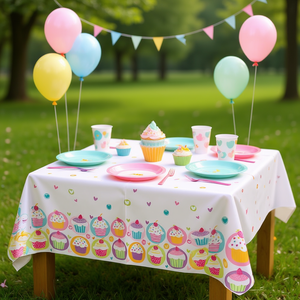 Mantel de Plástico para Fiestas, Diseño de Cupcakes Pastel, 1.2X1.8M, 2 Piezas por Bolsa - Product Image 3