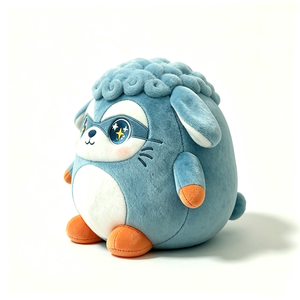 Peluche mouton bleu personnalisée, peluche mouton masqué de super-héros, jouet en peluche rond et moelleux, coussin en peluche mouton mignon - Product Image 2