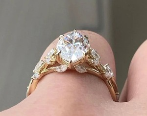 Anillo de compromiso de moissanita con corte Marquesa de 3 CT Vintage, regalo para ella, anillo de promesa, anillo único de boda, joyería personalizada - Product Image 3