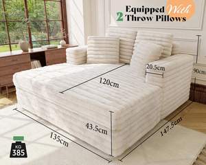 Exclusivo sofá cama tapizado de 135cm con almohadas y reposabrazos, silla cama de gran tamaño para sala de estar - Product Image 3