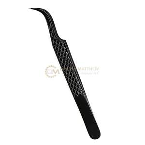 High Stainless Steel Custom Logo Black Fiber Straight Isolation <b>Eyelash</b> Extension Tweezers <b>Beauty</b> <b>Tool</b> Pointed Wholesale Supply - Product Image 4
