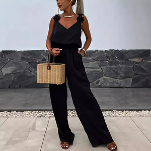 2025 body Pocket senza maniche primavera/estate europeo e americano, tuta Casual da <span class=keywords><strong>donna</strong></span> ampia - Product Image 3