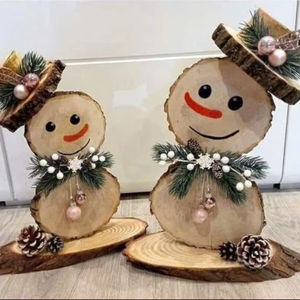 Adornos navideños de madera natural, artesanías rústicas hechas a mano, decoración colgante de árbol de vacaciones para decoración del hogar y regalos de festivales - Product Image 1