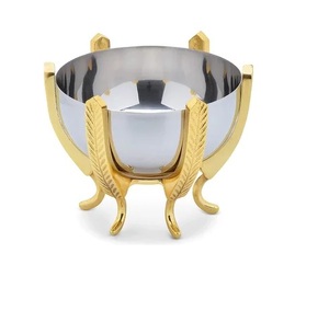 Support de bol en laiton élégant conçu dernière conception de feuille brillant poli grande vente bol de service de fruits en laiton pour la maison hôtel - Product Image 5