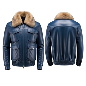 Nouveau meilleur Design veste en cuir pour hommes hiver automne veste mode col en fourrure coupe-vent chaud veste vêtements par maximiser l'usure - Product Image 3