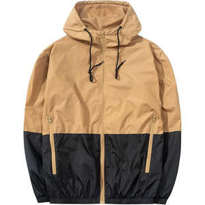 Veste coupe-vent légère à capuche pour homme en toile enduite, entièrement zippée, respirante, imperméable et coupe-vent, en polyester, pour l'extérieur - Product Image 1