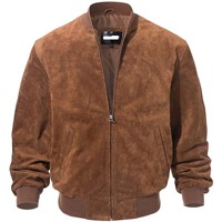 Veste en cuir de baseball pour hommes en gros, veste bomber vintage en daim