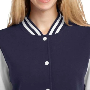 Women Cropped Varsity <b>Jacket</b> Custom Log Crop <b>Short</b> Varsity <b>Jacket</b> Long <b>Sleeves</b> Black Dye Custom White Striped Embossed Embroider - Product Image 6