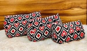 Juego de 3 Bolsas de Maquillaje Ecológicas de Algodón Acolchado con Cierre, Resistentes al Agua, con Estampado a Mano, para Viaje y Organización de Cosméticos - Product Image 3