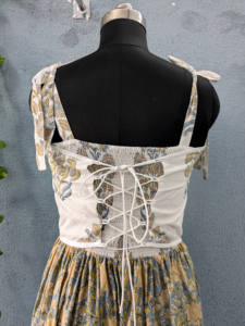 Indian Sweet Block Print Cotton <b>Summer</b> <b>Dress</b> Hand Printed Eco-Friendly Long Gown Adjustable Strap Sleeveless - Product Image 4