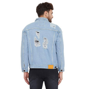 Factory Price Custom Embroidery Washed Distressed Vintage Denim Jacket Wholesale Breathable Men's Denim Jackets - Product Image 5