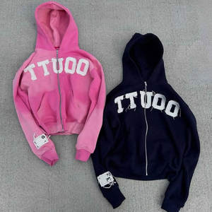 เสื้อฮู้ดดี้ทรงโอเวอร์ไซส์ ปักลายโดยตรง สไตล์วินเทจ ลุคซักแล้ว สำหรับผู้ชาย - Product Image 1