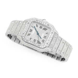 Reloj de Cuarzo Cuadrado de Acero Inoxidable al por Mayor, Estilo Hip Hop, con Cristales, Joyería de Moda de Lujo - Product Image 3