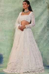 ไหม lehenga ปักเลื่อมหนาสำหรับงานปาร์ตี้ฤดูหนาวฤดูร้อนงานปักลายด้วยด้ายไหม lehenga ล่าสุดที่สวยที่สุดสำหรับงานแต่งงานดีไซน์เนอร์ - Product Image 3