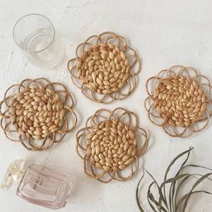 Handmade saucer <b>coasters</b> for tea cups water hyacinth saucers handweaving fiber <b>drink</b> <b>coaster</b> - Product Image 3