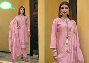 Robe attrayante lourde Faux Georgette & Chinon Salwar Suit & Dupatta Avec Broderie Fantaisie Séquence & Feuille Travail Femme Mode - Product Image 6