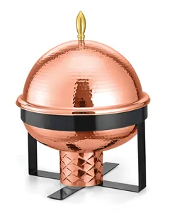king new modern steel chafing dish with lid glass Grand Rect 1/1 Rose Gold Hydraulic Chafer with Glass Lid