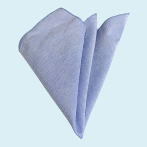 Sky Blue and <b>White</b> Plain 100% Cotton <b>Pocket</b> <b>Square</b> - Product Image 1