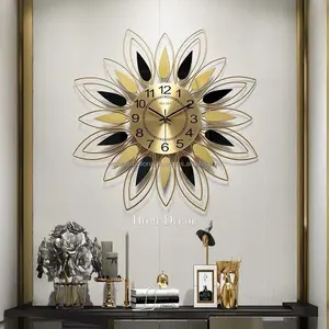Relógio de parede suspenso com três anéis, relógio de parede decorativo de metal para sala de estar e parede