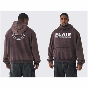 Sudadera con capucha de algodón orgánico 100% para hombre, ropa de calle de alta calidad de peso pesado de gran tamaño, patrón sólido, bordado con cuentas, largo XL - Product Image 1