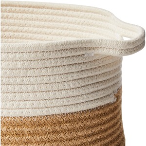 Oval Shape Large Capacity Pure Cotton <b>Rope</b> Woven Eco-Friendly Modern <b>Storage</b> <b>Basket</b> Handle Custom Finished Clothing Container - Product Image 2