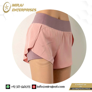 Entrenamiento Fitness Ropa deportiva Venta al por mayor Mujeres Gimnasio Pantalones cortos dobles Bolsillo lateral Pantalones cortos para correr Transpirable Secado rápido Yoga Mujeres Pantalones cortos - Product Image 4