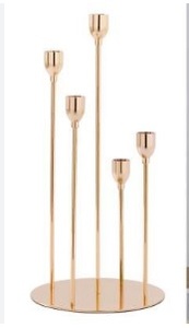 Ensemble de deux bougeoirs de table en métal enduit de poudre d'or faits à la main et vendus à bas prix - Product Image 2