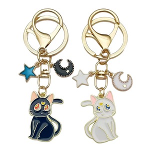 Hot bán dễ thương mèo hợp kim Keychain Mặt dây chuyền dễ thương mặt trăng mèo pentagram kim loại túi trang trí - Product Image 2