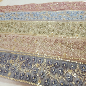 Dentelles brodées à la machine sur mesure dans divers designs et dans des couleurs pastel claires et 3 options de couleur pour robes de mariée - Product Image 3