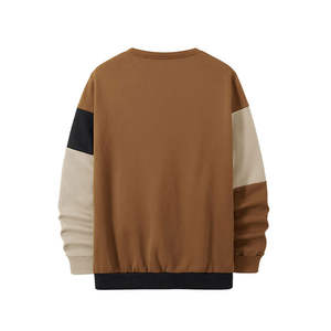 Sudadera con cuello redondo y bloques de color marrón para hombre, elegante, informal, de tela suave, cómoda, cálida para el día a día - Product Image 2