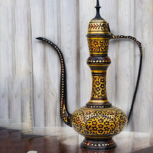 Ewer สีดำและสีทองที่มีลวดลายวาดด้วยมือนามธรรมเหยือกตกแต่งแบบดั้งเดิมของตะวันออกกลางตะวันออกในราคาขายส่ง - Product Image 5