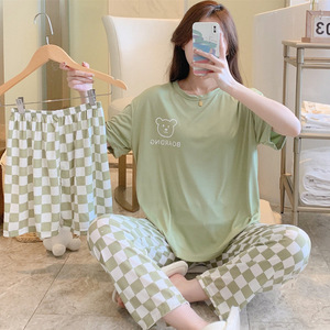 Nuovo Set Estivo da Donna in Tre Pezzi, Versione Coreana, Abbigliamento Casual <span class=keywords><strong>per</strong></span> <span class=keywords><strong>Casa</strong></span>, Completo con Pantaloni a Vita Elastica e Maniche Corte, Set Pigiama - Product Image 4