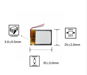 Baterai litium polimer 302535 302535-<span class=keywords><strong>2</strong></span>, baterai pengganti <span class=keywords><strong>2</strong></span> kabel 220mAh 3.7V, baterai Speaker isi ulang kapasitas tinggi - Product Image 2
