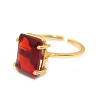 Eleganter rechteckiger Granat quarz ring Rechteckige Form Goldschmuck zum Verschenken von Veranstaltungen