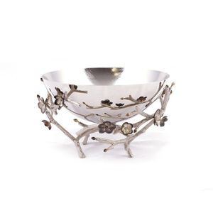 Cuenco para servir de metal plateado con diseño de flores y ramas Cuenco para servir frutas y nueces decorativas de la mejor calidad a la venta - Product Image 6