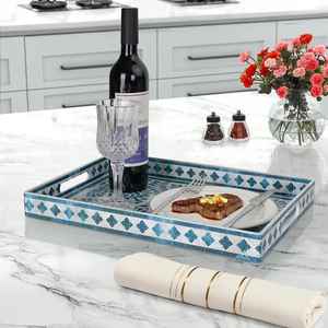 Bandeja redonda para servir con incrustaciones de resina, última llegada, para uso multiusos en hoteles, restaurantes, decoración del hogar - Product Image 1