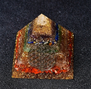 Pirámide de Mandala de cristal de siete chakras, Kit de protección para meditación, Yoga, generador de energía de resina, pirámide de orgón - Product Image 3