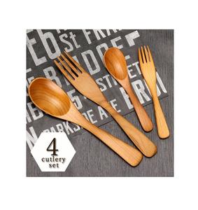 Set de couverts de vaisselle design vintage de qualité supérieure manche en bois couverts en acier inoxydable pour accessoires de cuisine - Product Image 3