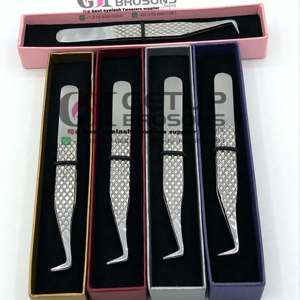 แหนบต่อขนตาสแตนเลส90องศาพร้อมอุปกรณ์เสริมความงามด้ามจับเพชรสีเงินแบบมืออาชีพพร้อมโลโก้ของคุณเอง - Product Image 1